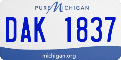MI license plate DAK1837