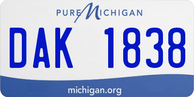 MI license plate DAK1838