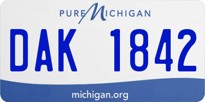 MI license plate DAK1842