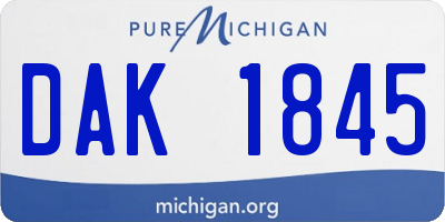 MI license plate DAK1845