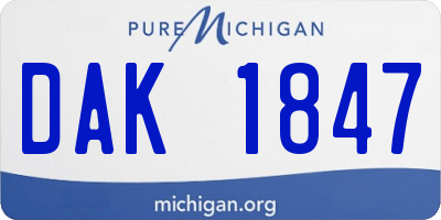 MI license plate DAK1847