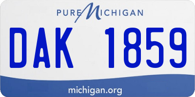 MI license plate DAK1859