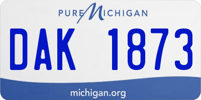 MI license plate DAK1873