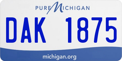 MI license plate DAK1875