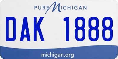 MI license plate DAK1888