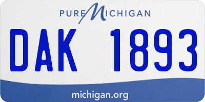 MI license plate DAK1893