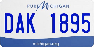 MI license plate DAK1895