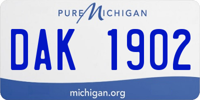 MI license plate DAK1902