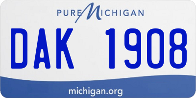 MI license plate DAK1908