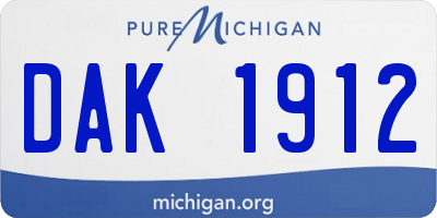 MI license plate DAK1912