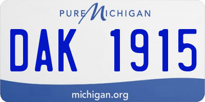 MI license plate DAK1915