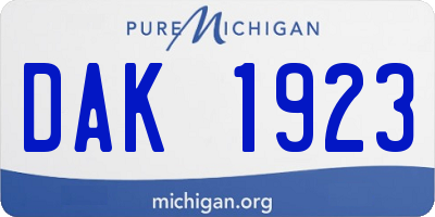 MI license plate DAK1923
