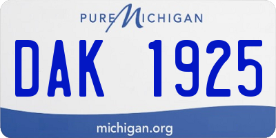 MI license plate DAK1925