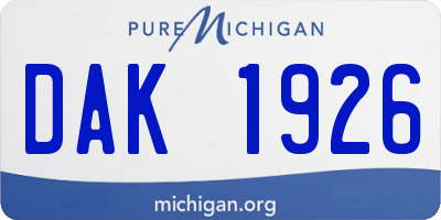 MI license plate DAK1926