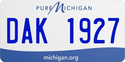 MI license plate DAK1927