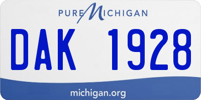 MI license plate DAK1928