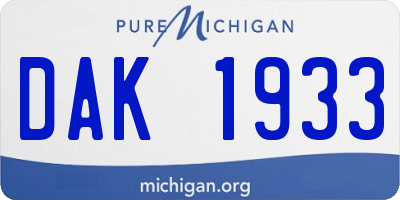 MI license plate DAK1933