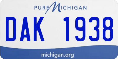 MI license plate DAK1938