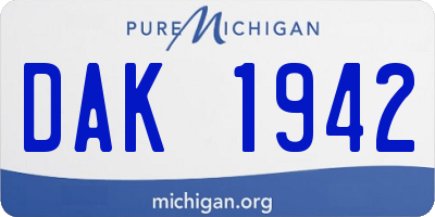 MI license plate DAK1942