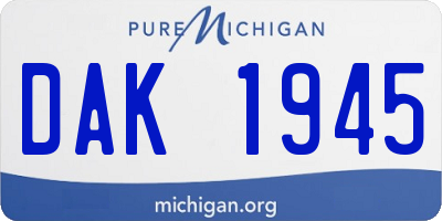 MI license plate DAK1945