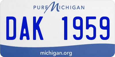MI license plate DAK1959