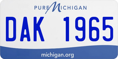 MI license plate DAK1965