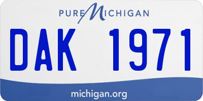 MI license plate DAK1971
