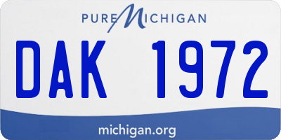 MI license plate DAK1972