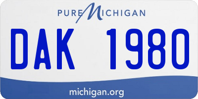 MI license plate DAK1980