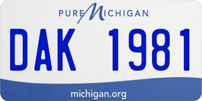 MI license plate DAK1981
