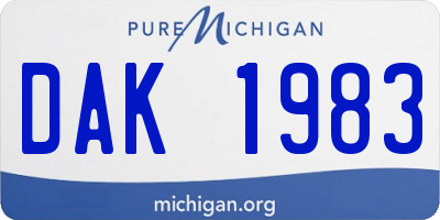 MI license plate DAK1983