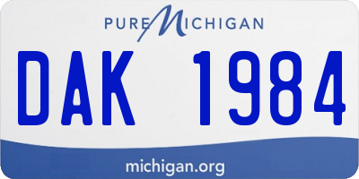 MI license plate DAK1984