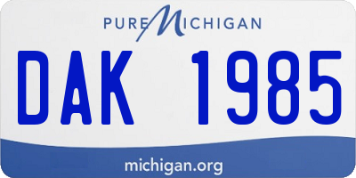MI license plate DAK1985