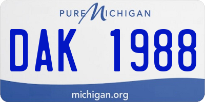 MI license plate DAK1988