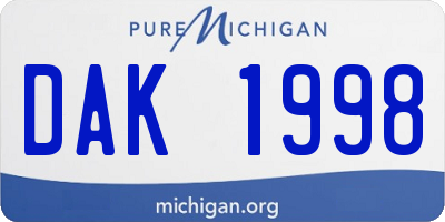 MI license plate DAK1998
