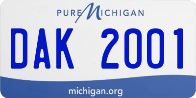 MI license plate DAK2001