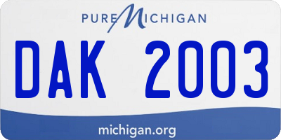 MI license plate DAK2003