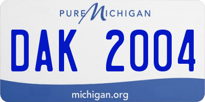 MI license plate DAK2004