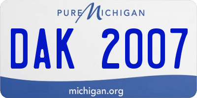 MI license plate DAK2007