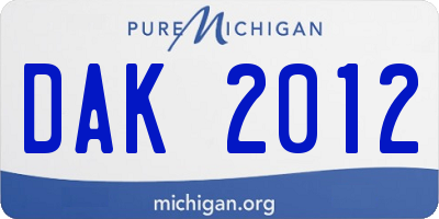MI license plate DAK2012