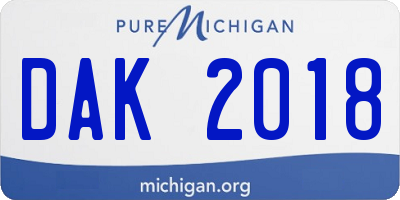MI license plate DAK2018