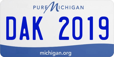 MI license plate DAK2019