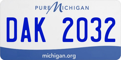 MI license plate DAK2032