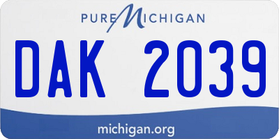 MI license plate DAK2039