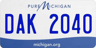 MI license plate DAK2040