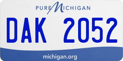 MI license plate DAK2052