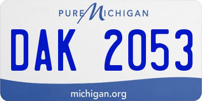 MI license plate DAK2053