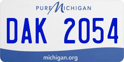 MI license plate DAK2054