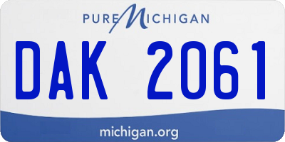 MI license plate DAK2061
