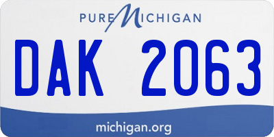 MI license plate DAK2063